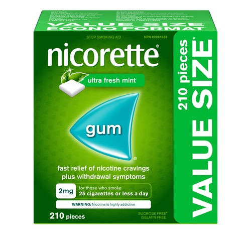 Nicorette Nicotine Gum Ultra Fresh Mint 2 mg 210 Count
