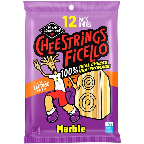 Black Diamond Lactose-Free Cheestrings Marble 12 Pack 252 g