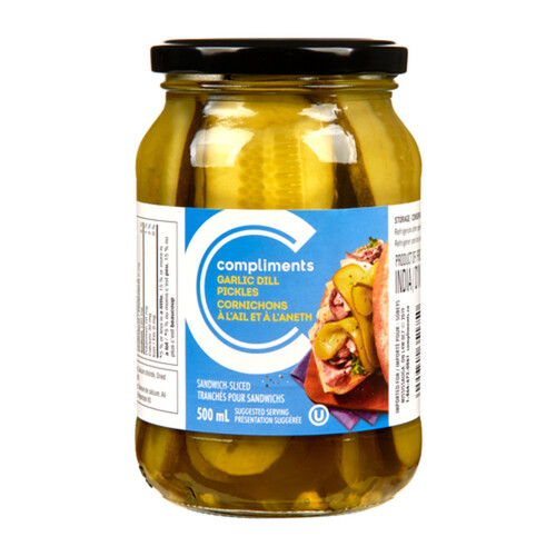 Compliments Sliced Pickles Garlic Dill 500 ml