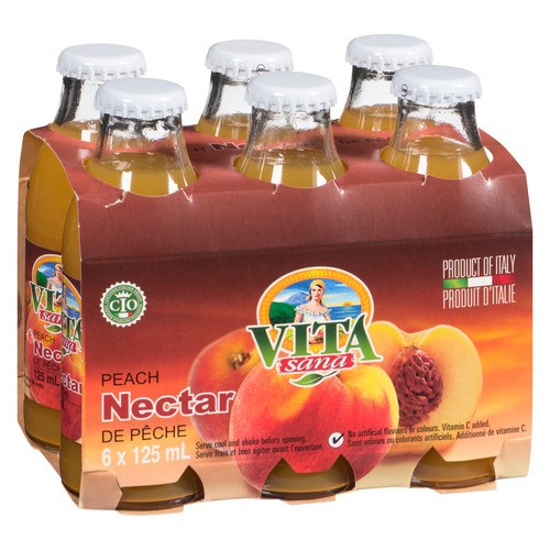 Vita Sana Juice Peach Nectar 6 x 125 ml (bottles)