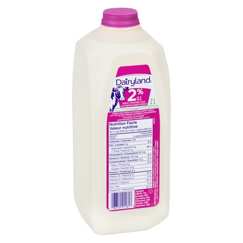 Dairyland 2% Milk Partly Skimmed Plastic Jug 2 L