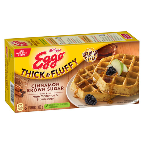 Kellogg Eggo Waffles Thick & Fluffy Cinnamon Brown Sugar 6 Count 330 g