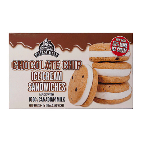 Farm Boy Ice Cream Sandwich Chocolate Chip 4 x 130 ml