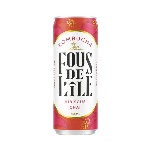 Fous De L'ile Kombucha Hibiscus Chai 355 ml (can)