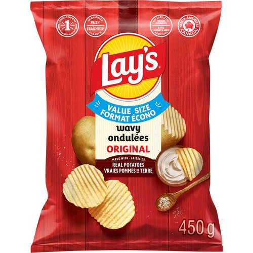 Lay's Wavy Potato Chips Original Value Size 450 g