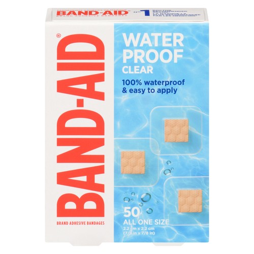 Band-Aid Adhesive Bandages Waterproof Clear Spot 50 Count