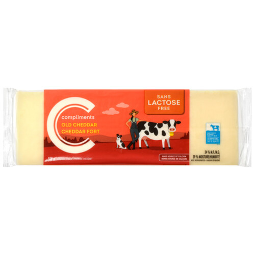 Compliments Lactose-Free Old White Cheddar Cheese Block 400 g