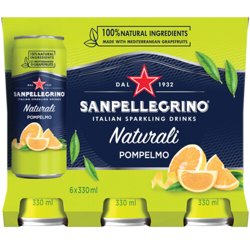 San Pellegrino Italian Sparkling Drink Pompelmo 6 x 330 ml (cans)