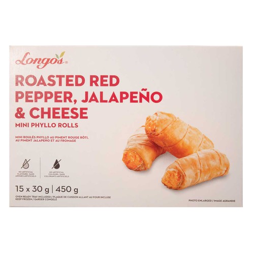Longo's Frozen Phyllo Rolls Mini Red Pepper Jalapeno Cheese 450 g