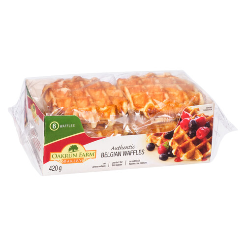 Oakrun Farms Bakery Frozen Waffles Belgium 6 Pack 420 g