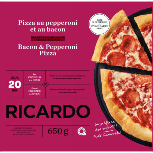 RICARDO Frozen Pizza Bacon & Pepperoni 650 g