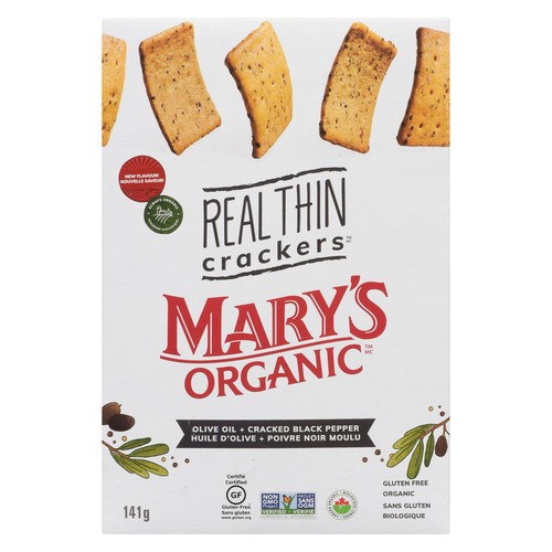 Mary's Organic Craquelins huile d'olive et poivre noir moulu 141 g