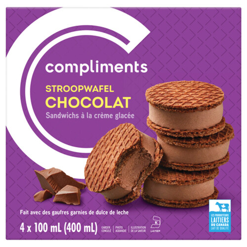 Compliments Stroopwafel Ice Cream Sandwich Chocolate 4 x 100 ml