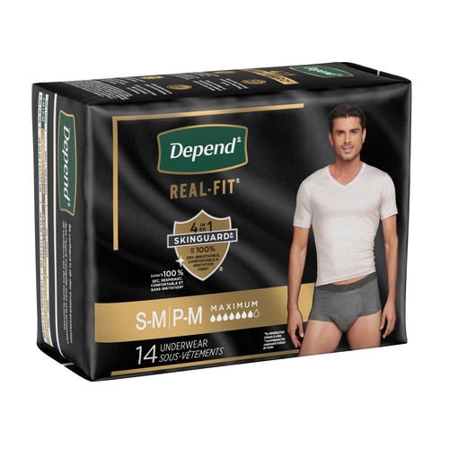 Depend Real Fit Men Underwear Grey Small/Medium 14 Count