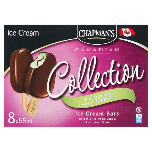 Chapman's Collection Ice Cream Bars Pistachio & Dark Chocolate 8 x 55 ml