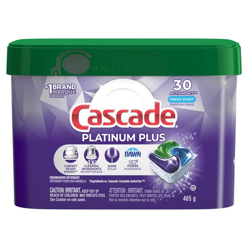 Cascade Platinum Action Plus Dishwasher Detergent Fresh Scent 30 EA