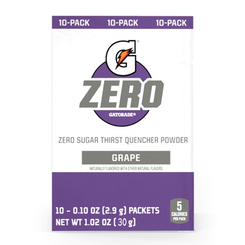 Gatorade Zero Drink Mix Powder Grape 10 Pack 30 g