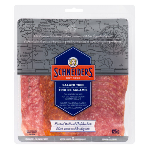 Schneiders Deli Sliced Salami Trio Raised Without Antibiotics 125 g