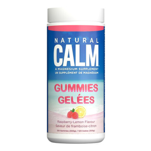 Natural Calm Magnesium Supplement Gummies Raspberry-Lemon 120 Count