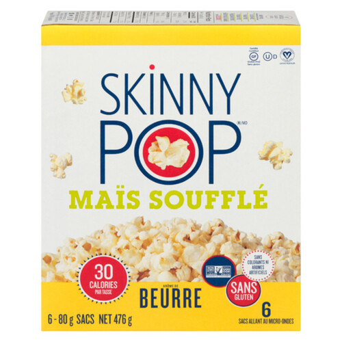 SkinnyPop Gluten-Free Popcorn Microwave Butter 476 g