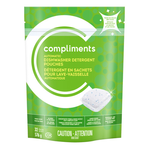 Compliments Auto Dishwasher Detergent Pouches 32 EA