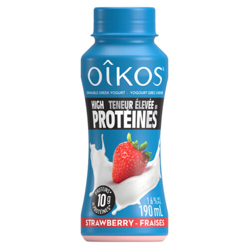 Oikos Drinkable Greek Yogurt High Protein Strawberry flavoured 190 ml