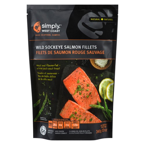 Simply West Coast Frozen Wild Sockeye Salmon Fillets 340 g
