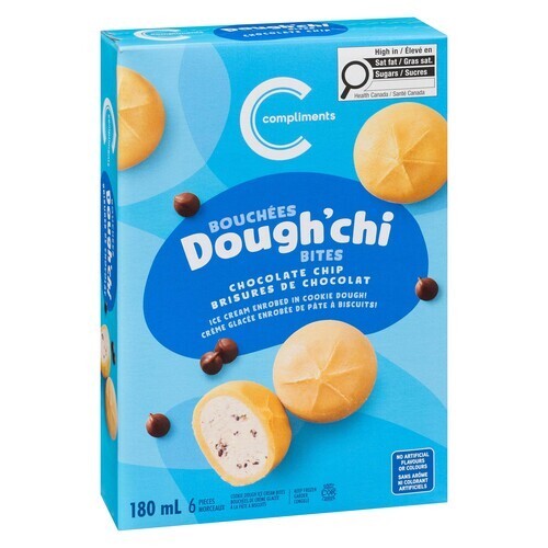 Compliments Dough'chi Ice Cream Bites Chocolate Chip 6 x 30 ml