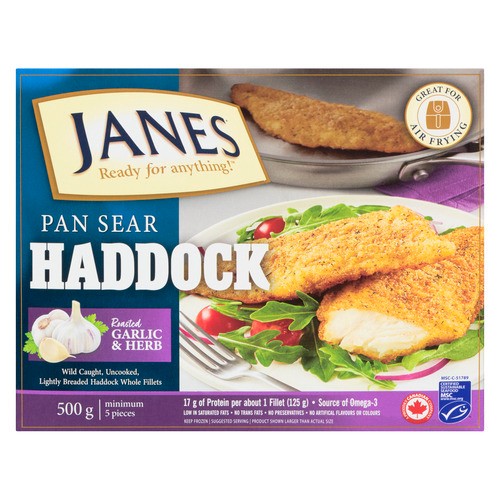 Janes Haddock Lightly Dusted Roasted Garlic & Herb 500 g
