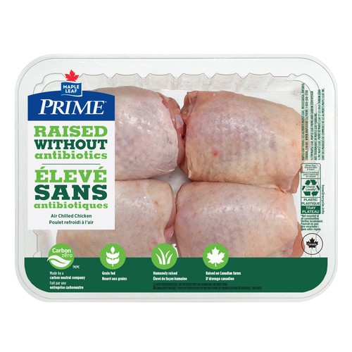 Prime Chicken Thighs Bone-in Raised Without Antibiotics 4 pieces