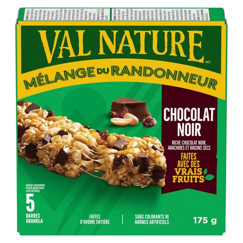 Val Nature Barres granola tendres mélange du randonneur chocolat noir 175 g