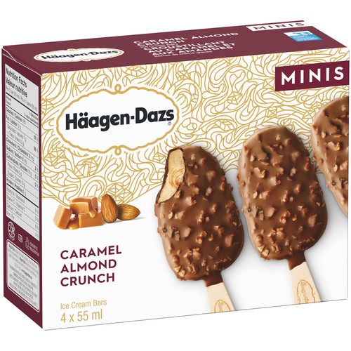 Häagen-Dazs Minis Ice Cream Bars Caramel Almond Crunch 4 x 55 ml