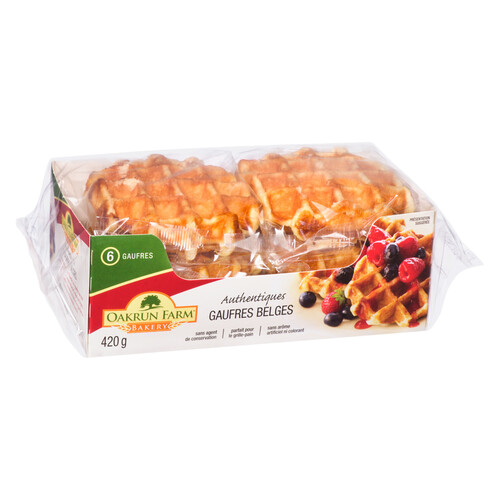 Oakrun Farms Bakery Frozen Waffles Belgium 6 Pack 420 g