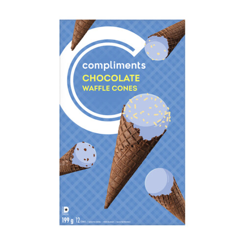 Compliments Waffle Cones Chocolate 12 Pack 199 g