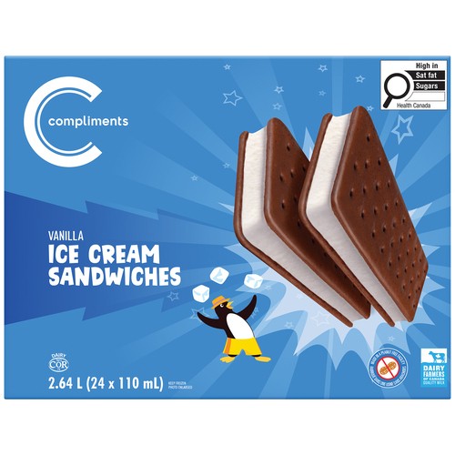 Compliments Ice Cream Sandwiches Vanilla 24 x 110 ml