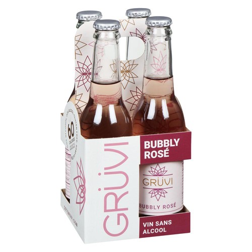 Gruvi Non Alcoholic Beverage Bubbly Rose 4 x 275 ml (bottles)