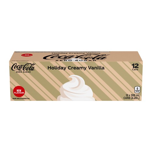 Coca-Cola Zero Sugar Soda Holiday Creamy Vanilla 12 x 355 ml (cans)