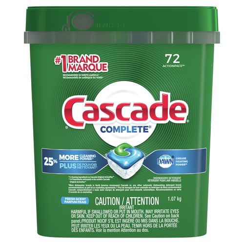Cascade Complete Dishwasher Detergent Actionpacs Fresh Scent 72 EA 