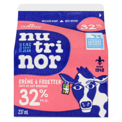 Crème à fouetter 32%, Nutrinor Lait nordique