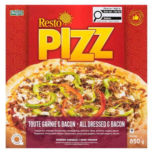 Resto Pizz Frozen Pizza All Dressed & Bacon 12 Inch 850 g