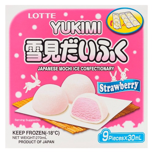 Lotte Yukimi Japanese Mochi Ice Cream Strawberry 9 x 30 ml
