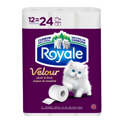 Royale Velour Toilet Paper 2-Ply 12 Rolls x 142 Sheets 