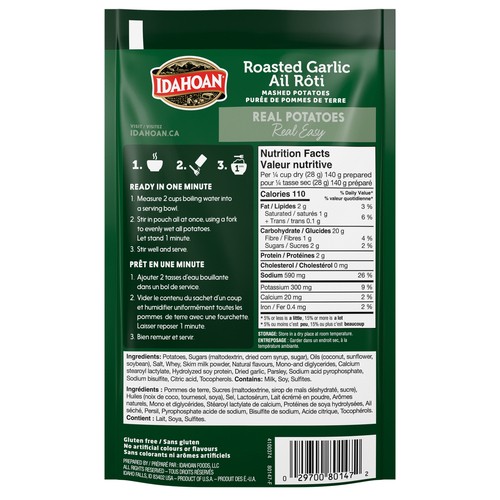 Idahoan Mashed Potatoes Roasted Garlic 113 g