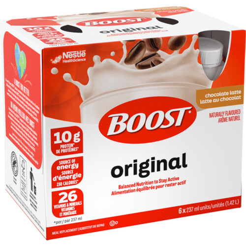 Boost Meal Replacement Nutrition Drink Original Chocolate Latte 6 x 237 ml (bottles)