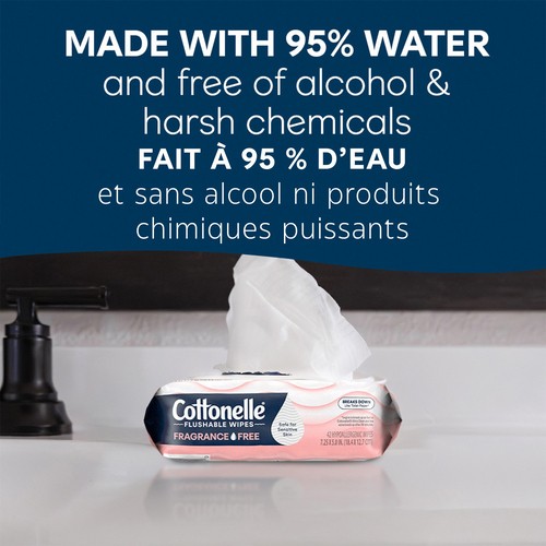 Cottonelle Fragrance Free Flushable Wet Wipes 4 Packs x 42 Wipes