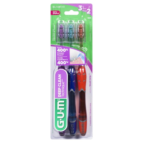 GUM Deep Clean Toothbrush With Cover 3 Count
