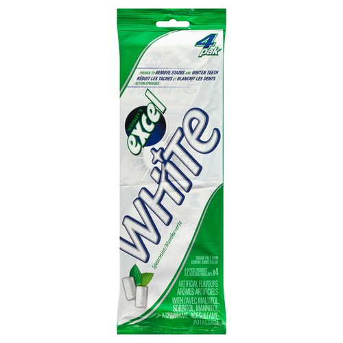 Excel White Gum Sugar Free Spearmint 4 Pack 