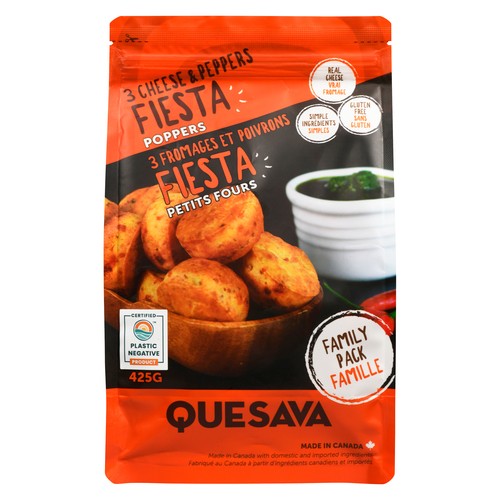 Quesava Fiesta Poppers 3 Cheese & Peppers 425 g