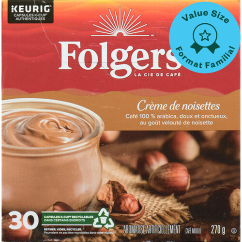 Folgers Coffee Pods Hazelnut Cream 30 K-Cups 270 g