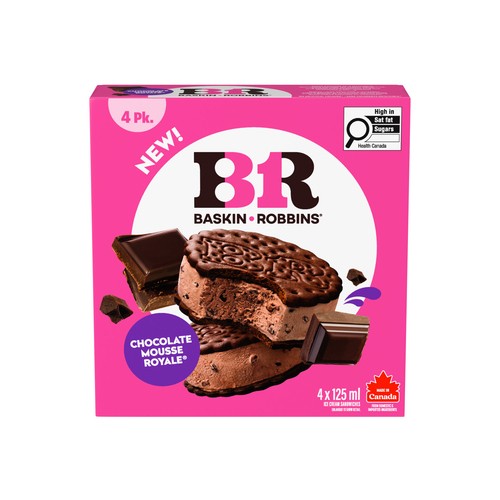 Baskin Robbins Ice Cream Sandwiches Chocolate Mousse Royale 4 x 125 ml